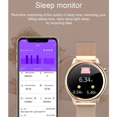 1.3 Inch Tft Colour Screen Ip68 Waterproof Women Smart Watch Support Body Temperature Monitor / Blood Pressure Monitor / Menstrual Cycle Reminder Black