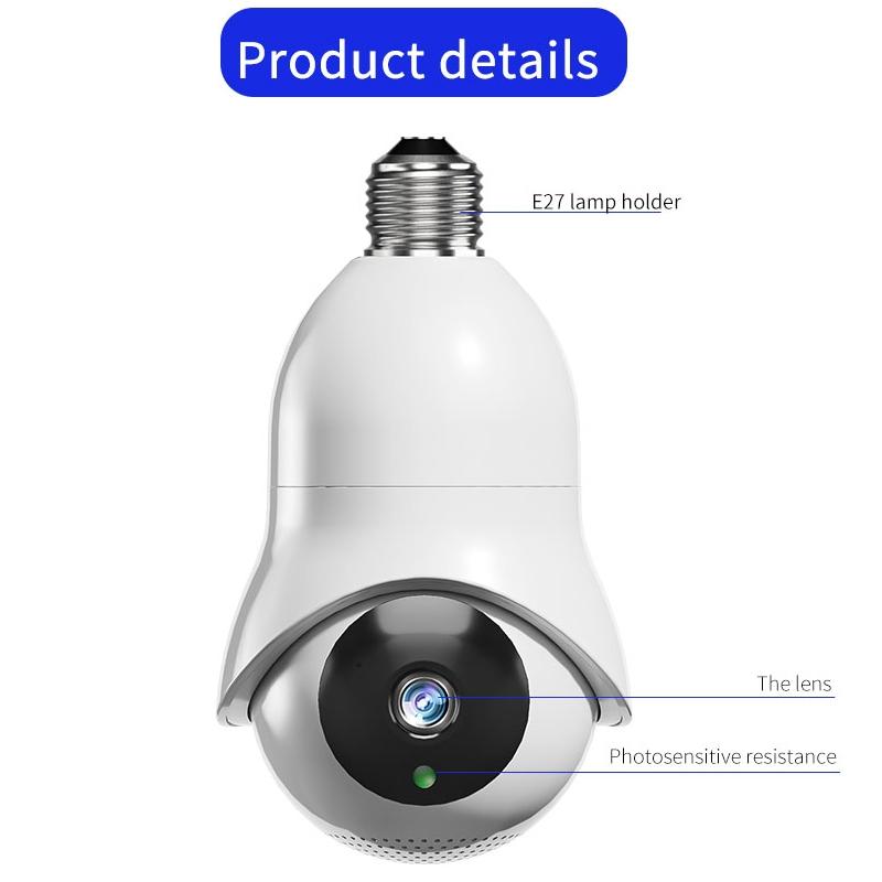2.0Mp Wifi Light Bulb Camera With Motion Detection And Night Vision - White