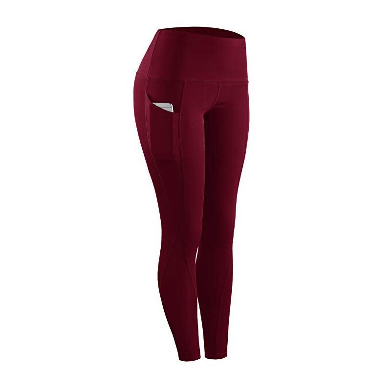High Waist Slim Sports Leggings Women Tight Sportswear Size M - Red