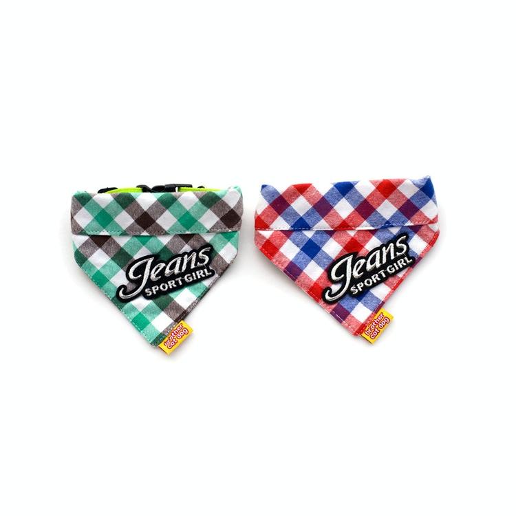 Cotton Plaid Dog Scarf Small And Medium-Sized Dog Saliva Towel - Size M 30-40Cm - Red