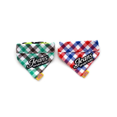 Cotton Plaid Dog Scarf Small And Medium-Sized Dog Saliva Towel - Size M 30-40Cm - Red