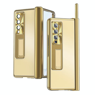 Shockproof Aluminum Double Hinge Case for Samsung Galaxy z Fold 4 - Silver