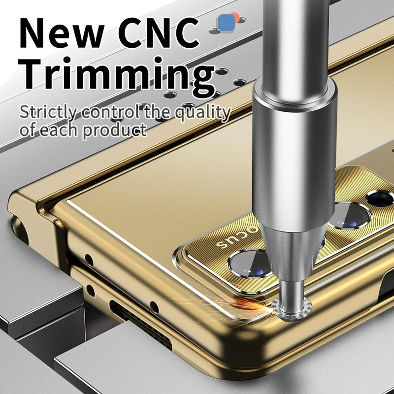 Shockproof Aluminum Double Hinge Case for Samsung Galaxy z Fold 4 - Silver