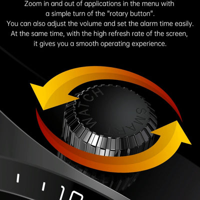 1.36 Inch Round Screen Bluetooth Smart Watch With Leather Strap - Black