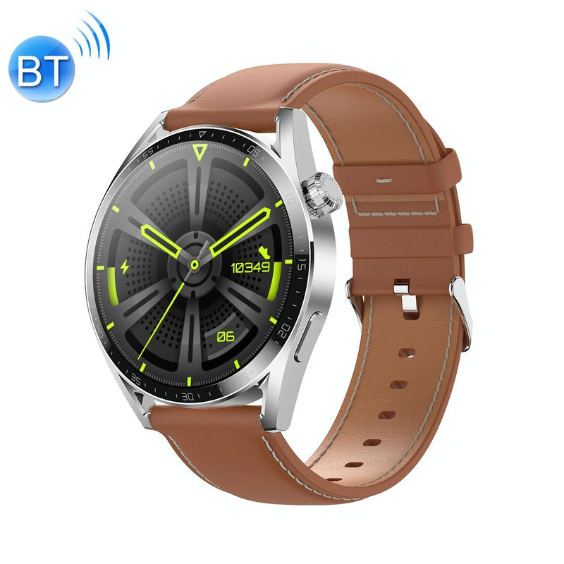 1.36 Inch Round Screen Bluetooth Smart Watch With Leather Strap - Black
