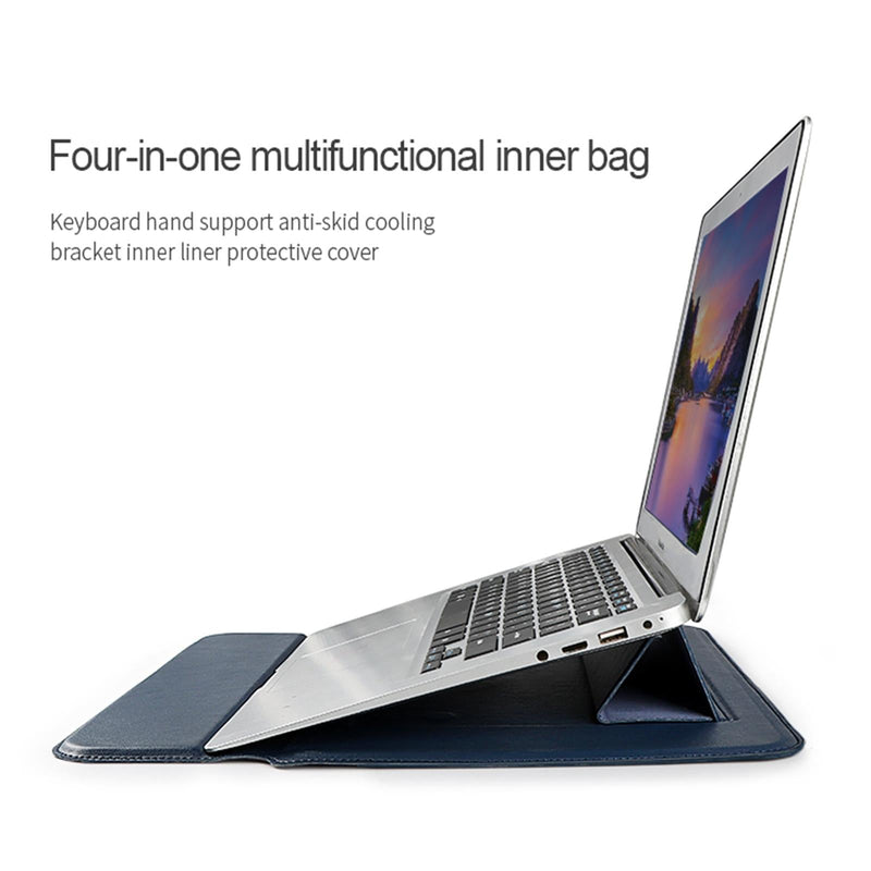 Multifunctional Notebook Liner Bag - Fits 14.1-15.4 Inch - Pu Material - Royal Blue