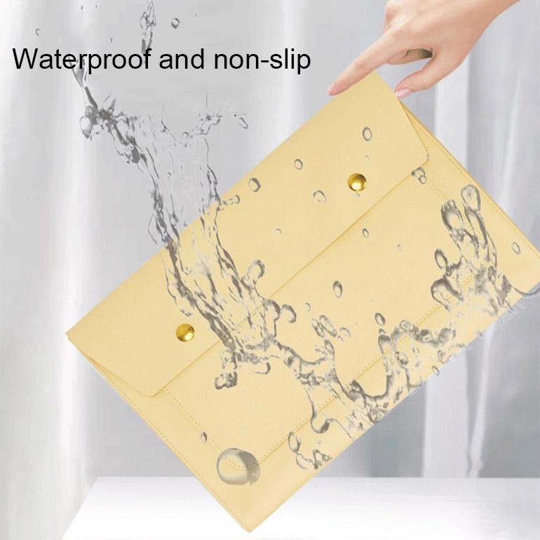 3-in-1 Waterproof Leather Laptop Liner Bag - 14 Inches - Light Grey