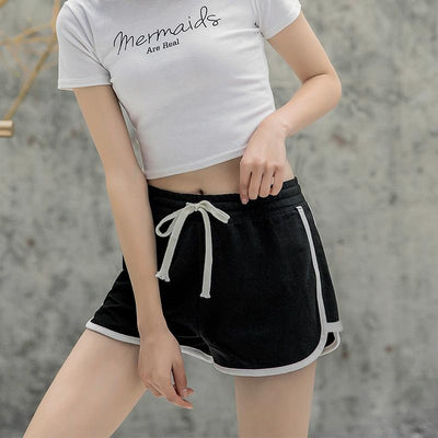 High Waist Straight Yoga Shorts Women Casual Loose Outerwear Size L - White - M
