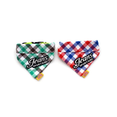 Pure Cotton Plaid Dog Scarf Small And Medium-Sized Dog Saliva Towel - Size L40-50Cm - Red