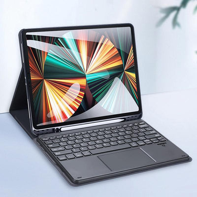 12.9 Ipad Pro Leather Case With Bluetooth Keyboard & Touchpad - Black