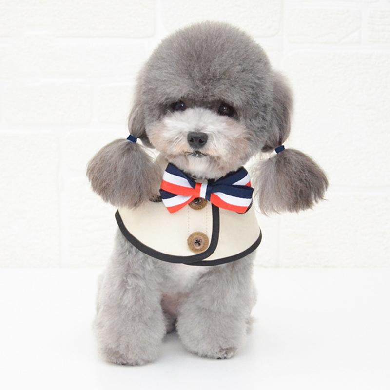 Dog Shawl Saliva Towel Scarf Pet Bow Tie Jewelry Accessories - Size L - Khaki