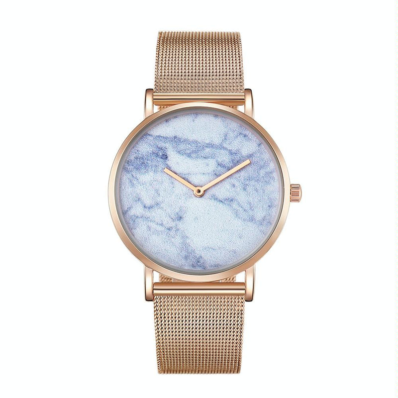 Stylish Men Quartz Watch with Gold Alloy Case and Stainless Steel Band - Round Dial - Wa0733A