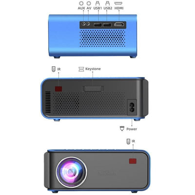 Portable Home Theater Projector - 1200 Lumens 1024X600 Resolution Blue