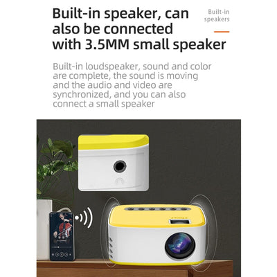 Portable Home Theater Projector - 400 Lumens Hd Same Screen Version - White Yellow