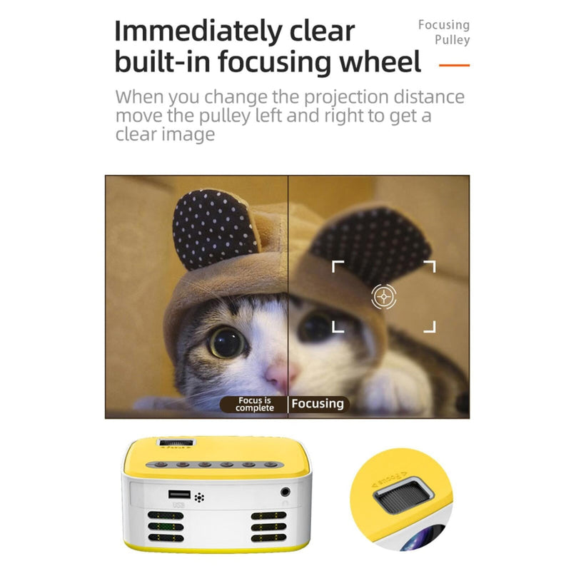 Portable Home Theater Projector - 400 Lumens Hd Same Screen Version - White Yellow