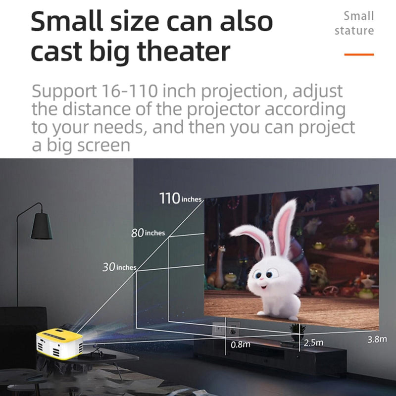Portable Home Theater Projector - 400 Lumens Hd Same Screen Version - White Yellow