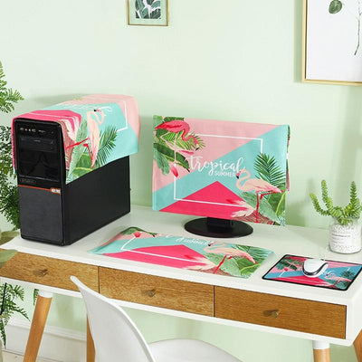 Universal 3-in-1 Desktop Pc Dust Cover - Fits 25-27 Inch - Flamingo