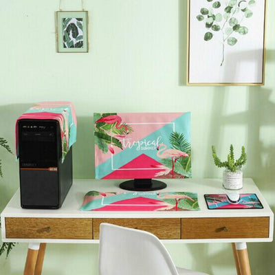 Universal 3-in-1 Desktop Pc Dust Cover - Fits 25-27 Inch - Flamingo