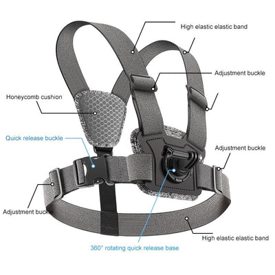 Adjustable Chest Strap with Mount and Screw - 3 In 1