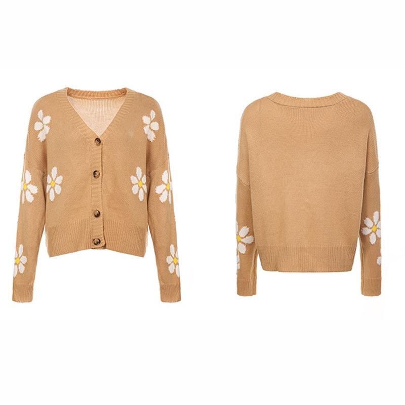 Autumn And Winter Female Knitted Cardigan College Style Sweater Jacket - Pink - Xl