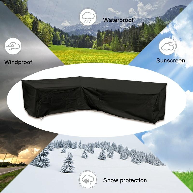 Waterproof Outdoor Corner Sofa Cover - 155X95X68 Black