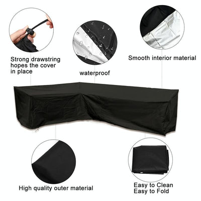 Waterproof Outdoor Corner Sofa Cover - 155X95X68 Black