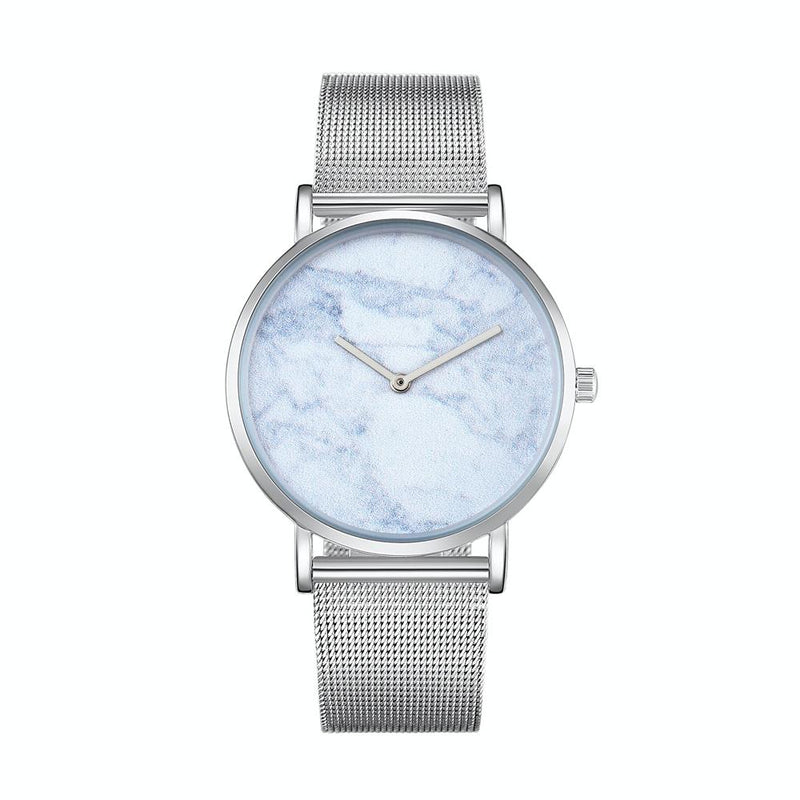Stylish Men Quartz Watch with Stainless Steel Band - Round Dial Silver Alloy Case - Wa0736A