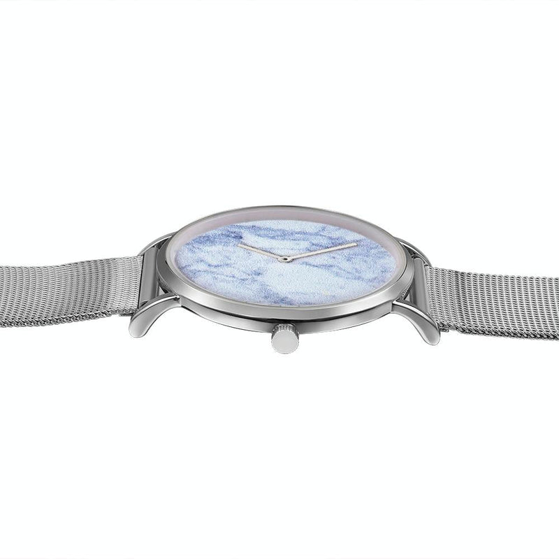 Stylish Men Quartz Watch with Stainless Steel Band - Round Dial Silver Alloy Case - Wa0736A