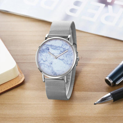 Stylish Men Quartz Watch with Stainless Steel Band - Round Dial Silver Alloy Case - Wa0736A