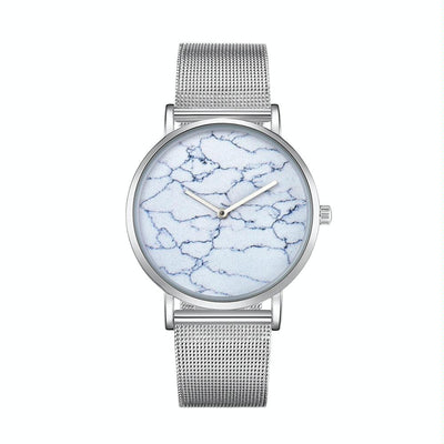 Stylish Men Quartz Watch with Stainless Steel Band - Round Dial Silver Alloy Case - Wa0736A