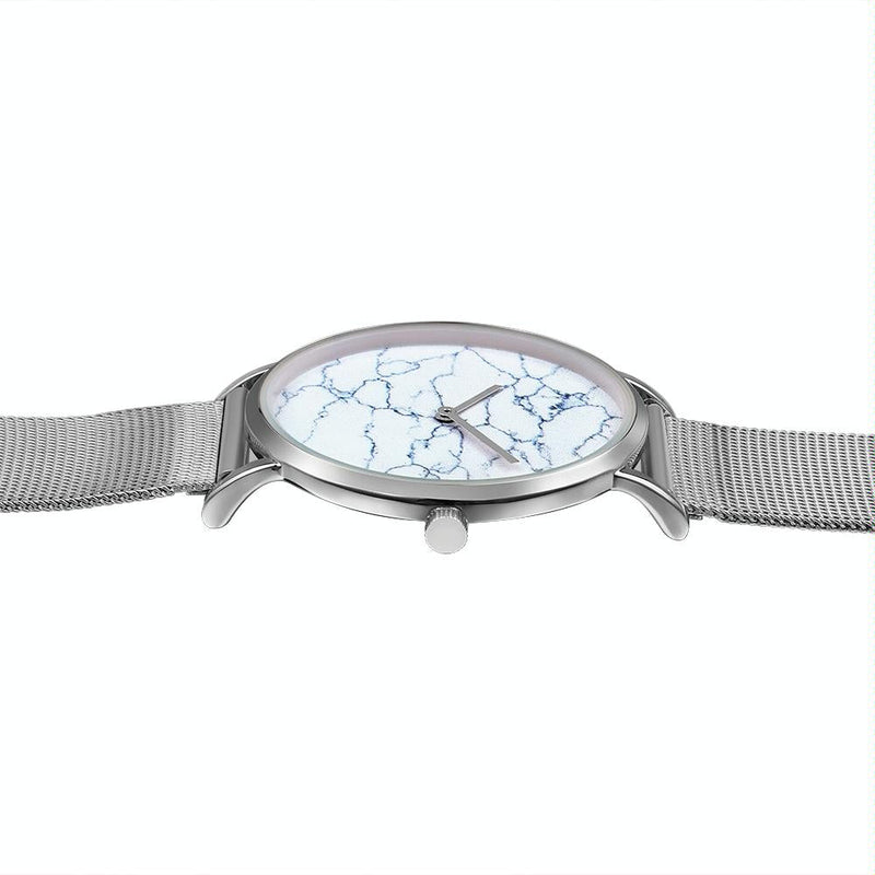 Stylish Men Quartz Watch with Stainless Steel Band - Round Dial Silver Alloy Case - Wa0736A
