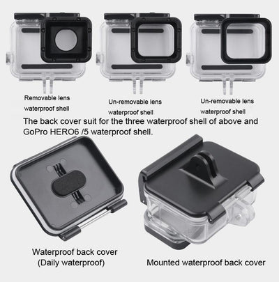 Waterproof Clamp Mount Adapter Kit for Gopro Hero6 / 5 with Back Cover
