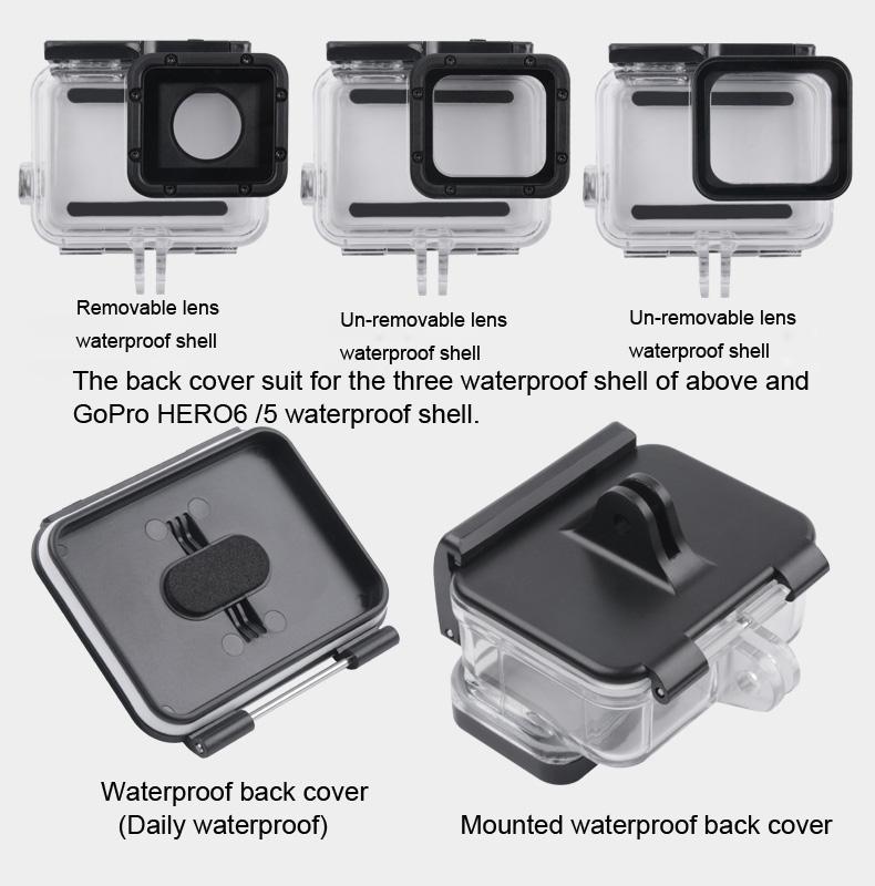 Waterproof Clamp Mount Adapter Kit for Gopro Hero6 / 5 with Back Cover