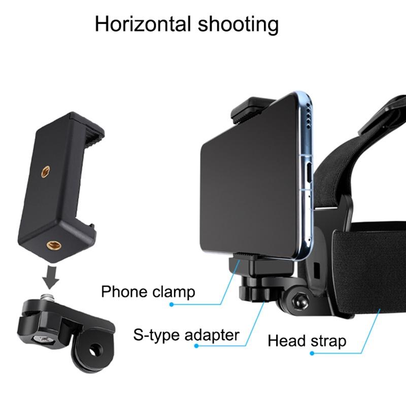 Adjustable Head Strap With Phone Clamp For Gopro And Action Cameras