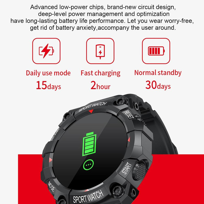 1.3 Inch Colour Round Screen Sport Smart Watch Support Heart Rate / Multi-Sports Mode - Black