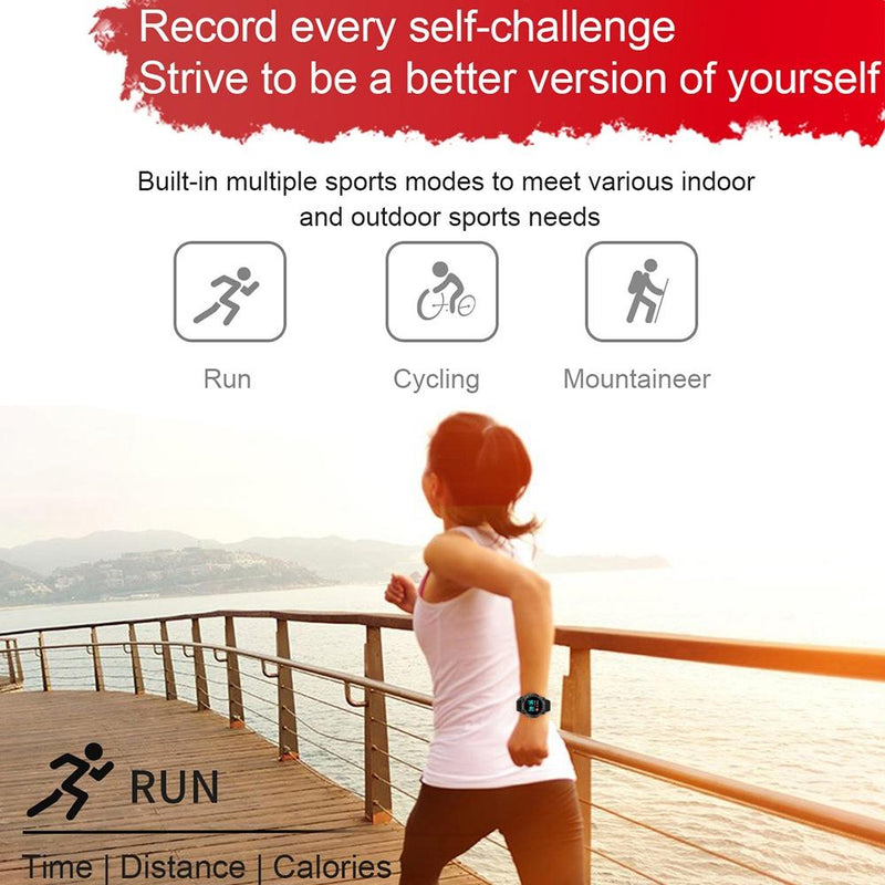 1.3 Inch Colour Round Screen Sport Smart Watch Support Heart Rate / Multi-Sports Mode - Black