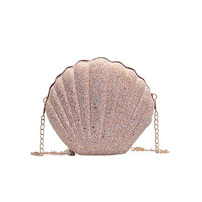 Sequined Shell Crossbody Bag Single Shoulder Fashion Accessory - Black