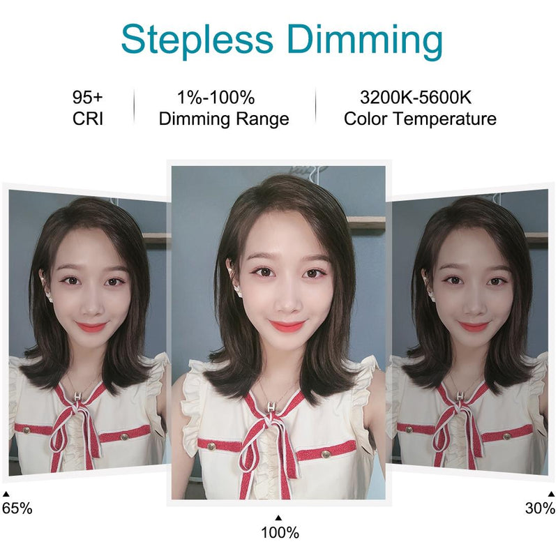 10.2 Led Ring Light with Tripod & Dual Phone Brackets - Usb Dimmable Dual Colour Temperature Selfie Remote - Black