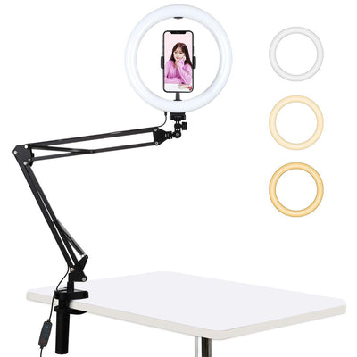10.2 Ring Light With Usb 3 Modes Dual Colour Phone Clamp
