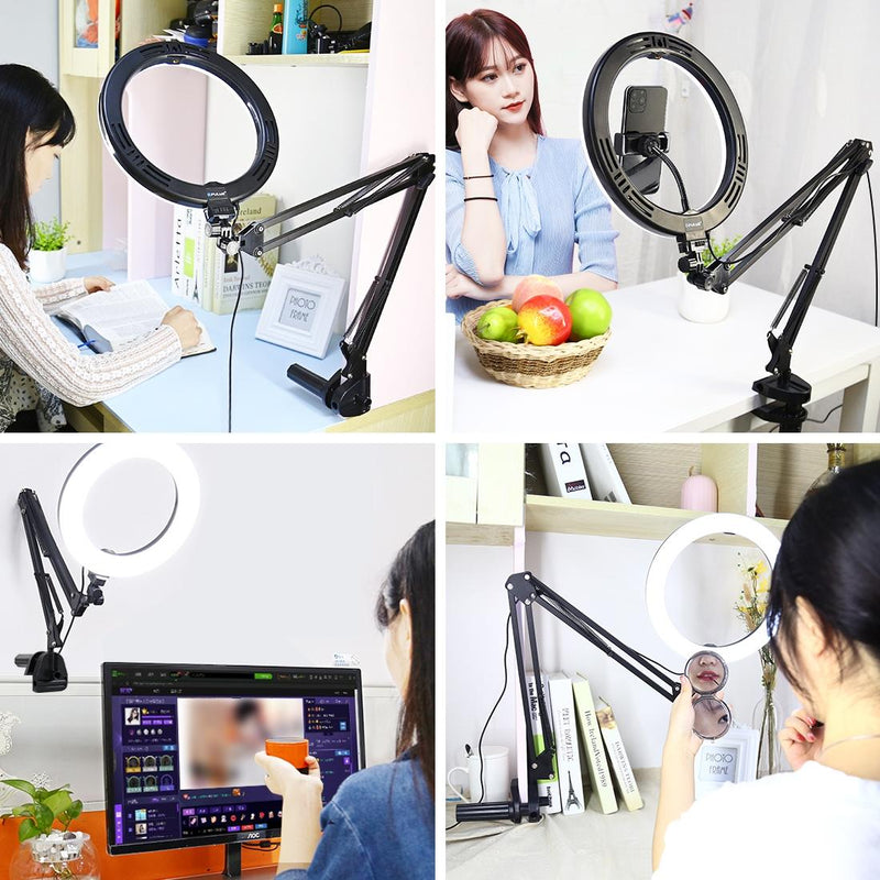10.2 Ring Light With Usb 3 Modes Dual Colour Phone Clamp