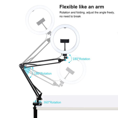10.2 Ring Light With Usb 3 Modes Dual Colour Phone Clamp