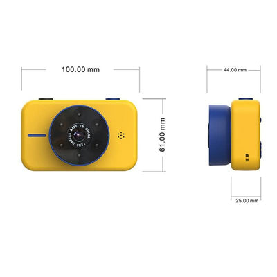 Mini 4k Dual Camera for Kids - 50mp Front & Rear - Yellow