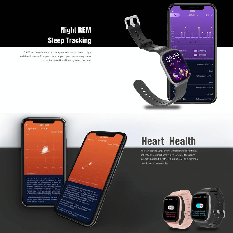 1.69 Inch Ips Screen 5Atm Waterproof Sport Smart Watch Support Sleep Monitoring / Heart Rate Monitoring / Sport Mode / Incoming Call & Information Reminder - Black