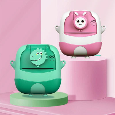 720P Hd Reversible Mini Digital Camera For Children - Cartoon Print - Green