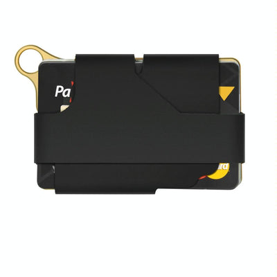 Adjustable Snap Button Wallet Aluminum Alloy & Leather - Gold