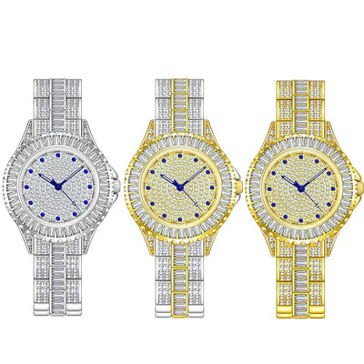 Diamond-inlaid Women Chain Watch - Elegant Jewelry - Silver Golden