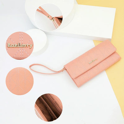 Large Capacity Magnetic Clutch Wallet for Women - Brown