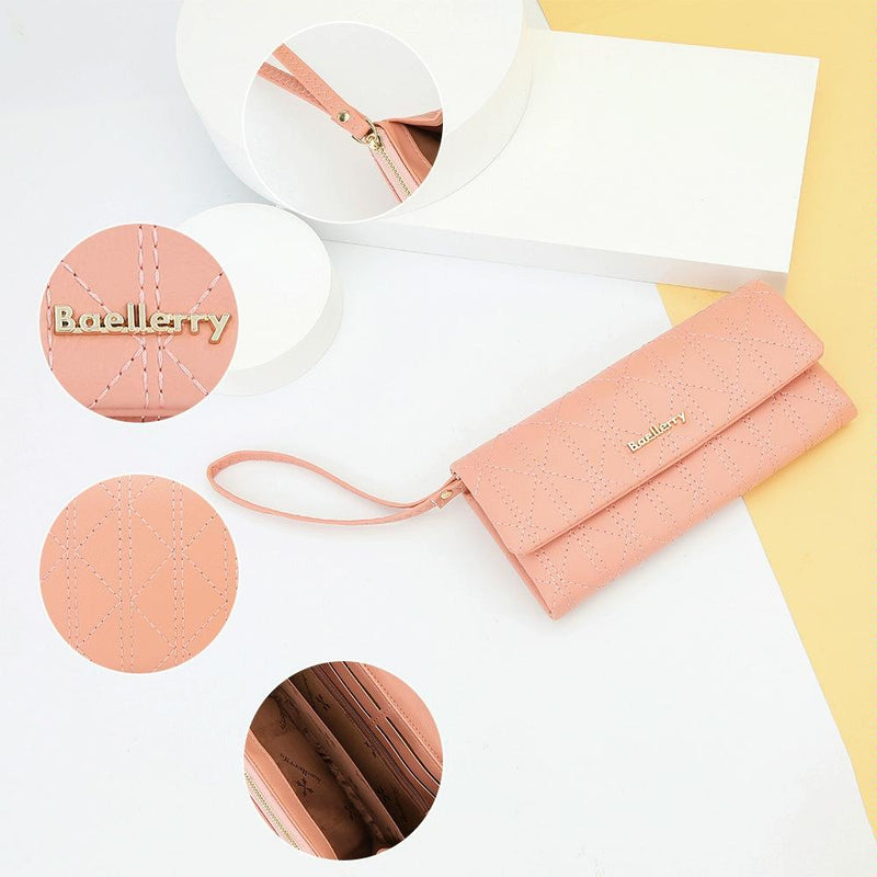 Large Capacity Magnetic Clutch Wallet for Women - Brown