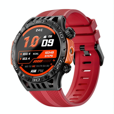 1.46 Inch Ip68 Waterproof Sos Flashlight Bluetooth Smart Watch - Brick Red
