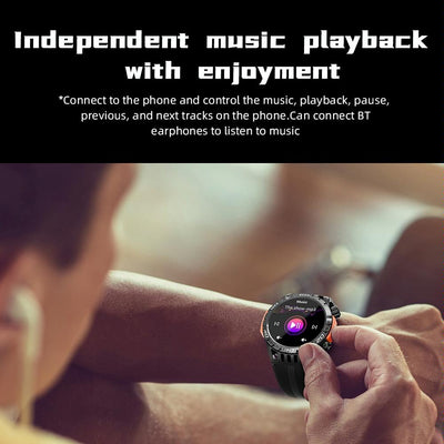 1.46 Inch Ip68 Waterproof Sos Flashlight Bluetooth Smart Watch - Brick Red